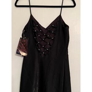 NEW Vintage evening gown, rhinestone criscross back, spaghetti strap 12